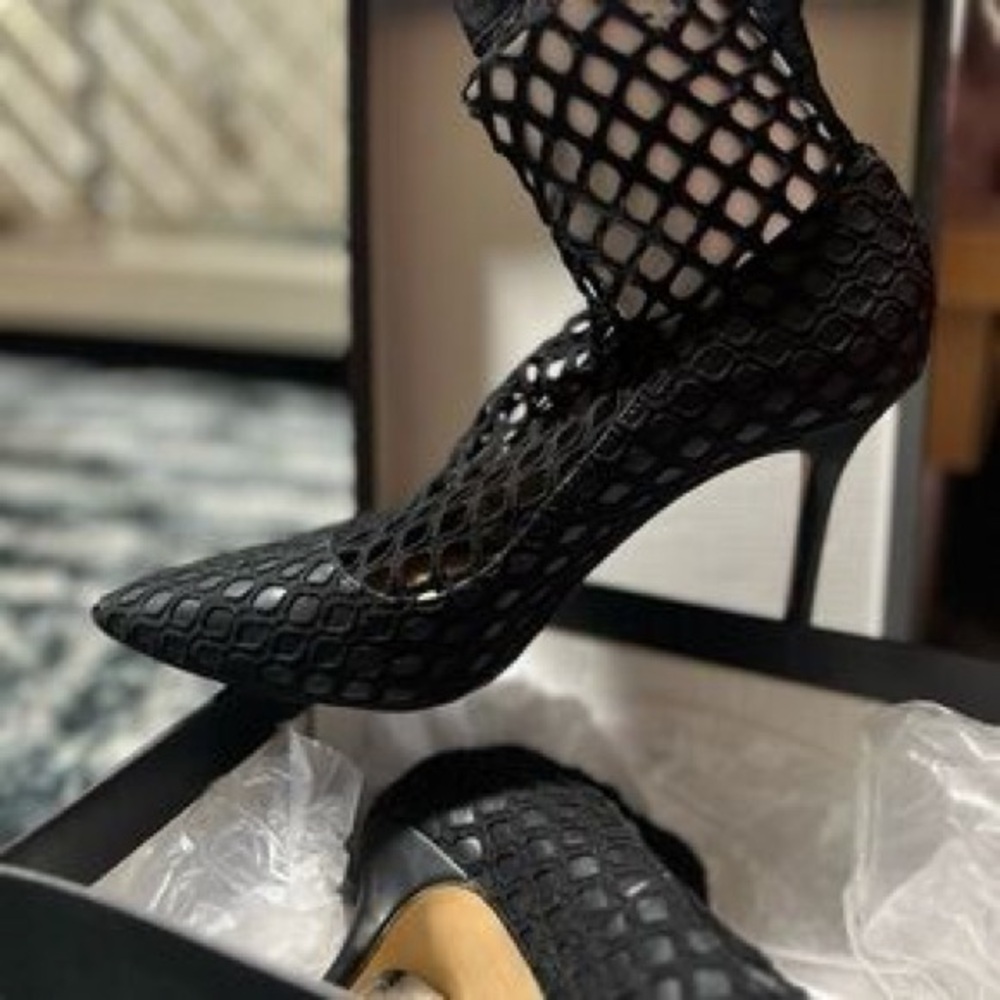 INC International Concepts Black Mesh Heels